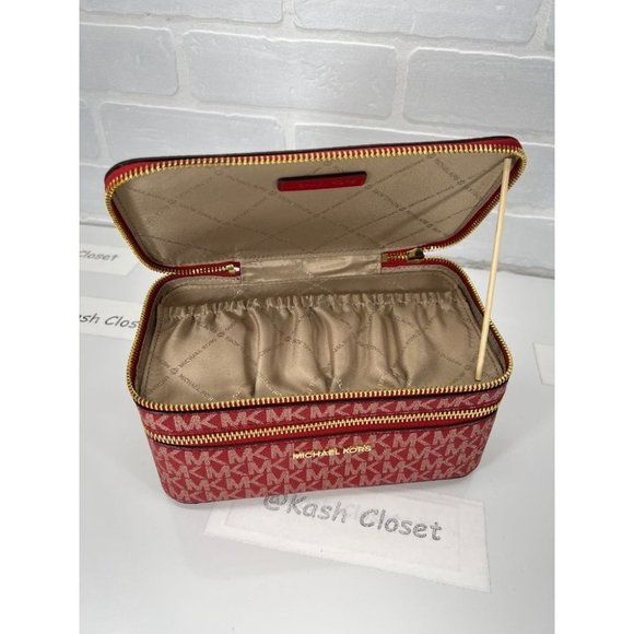 Michael Kors Jet Set Double Zipper Travel Case Chili Multi - Picture 9 of 11